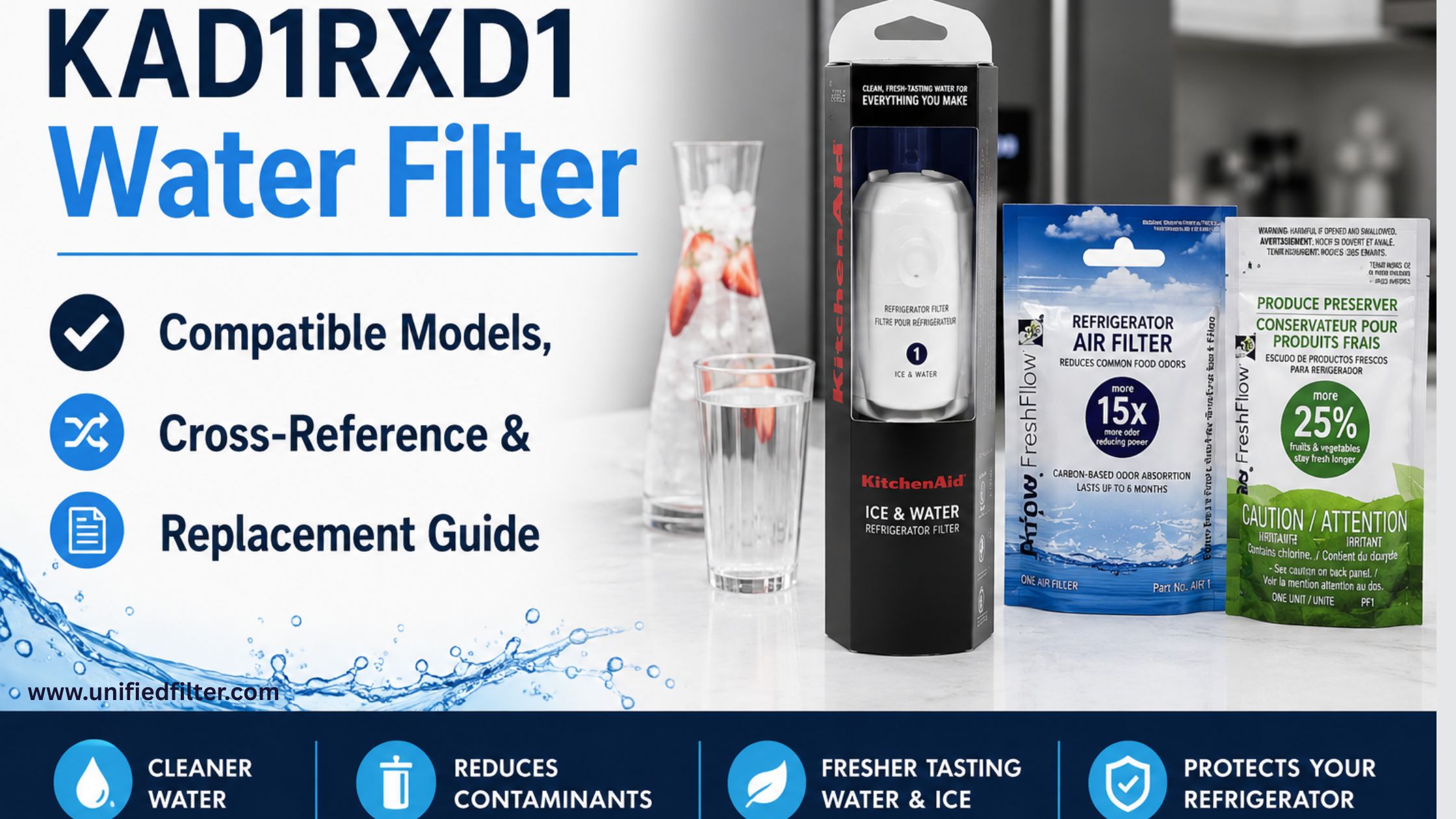 KAD1RXD1 Water Filter | Compatible Models, Cross-Reference & Replacement Guide 1 https://unifiedfilter.com/