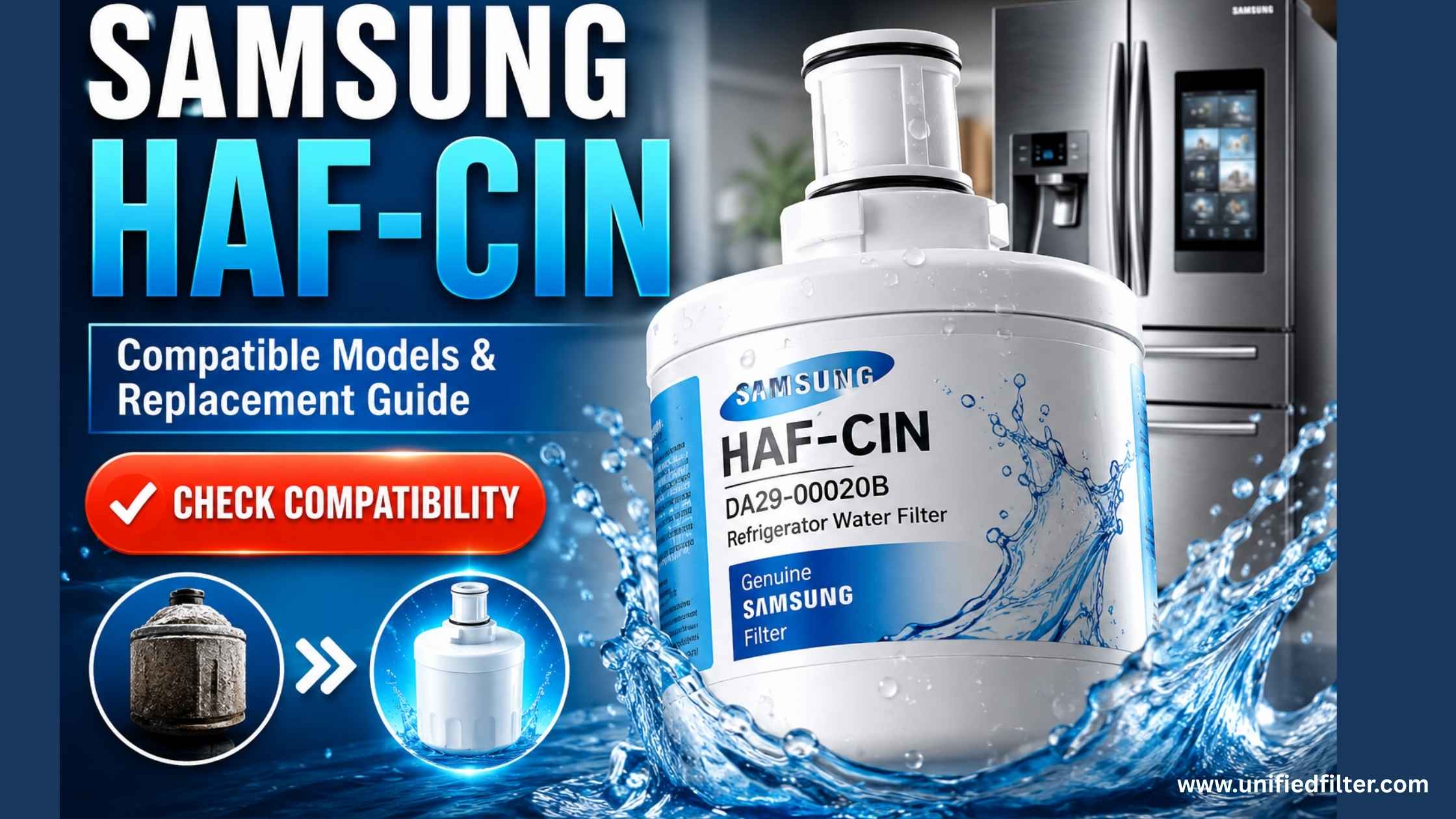 Samsung HAF-CIN Refrigerator Water Filter | DA29-00020B Guide, Models & Replacement 1 HAF-CIN Refrigerator Water Filter