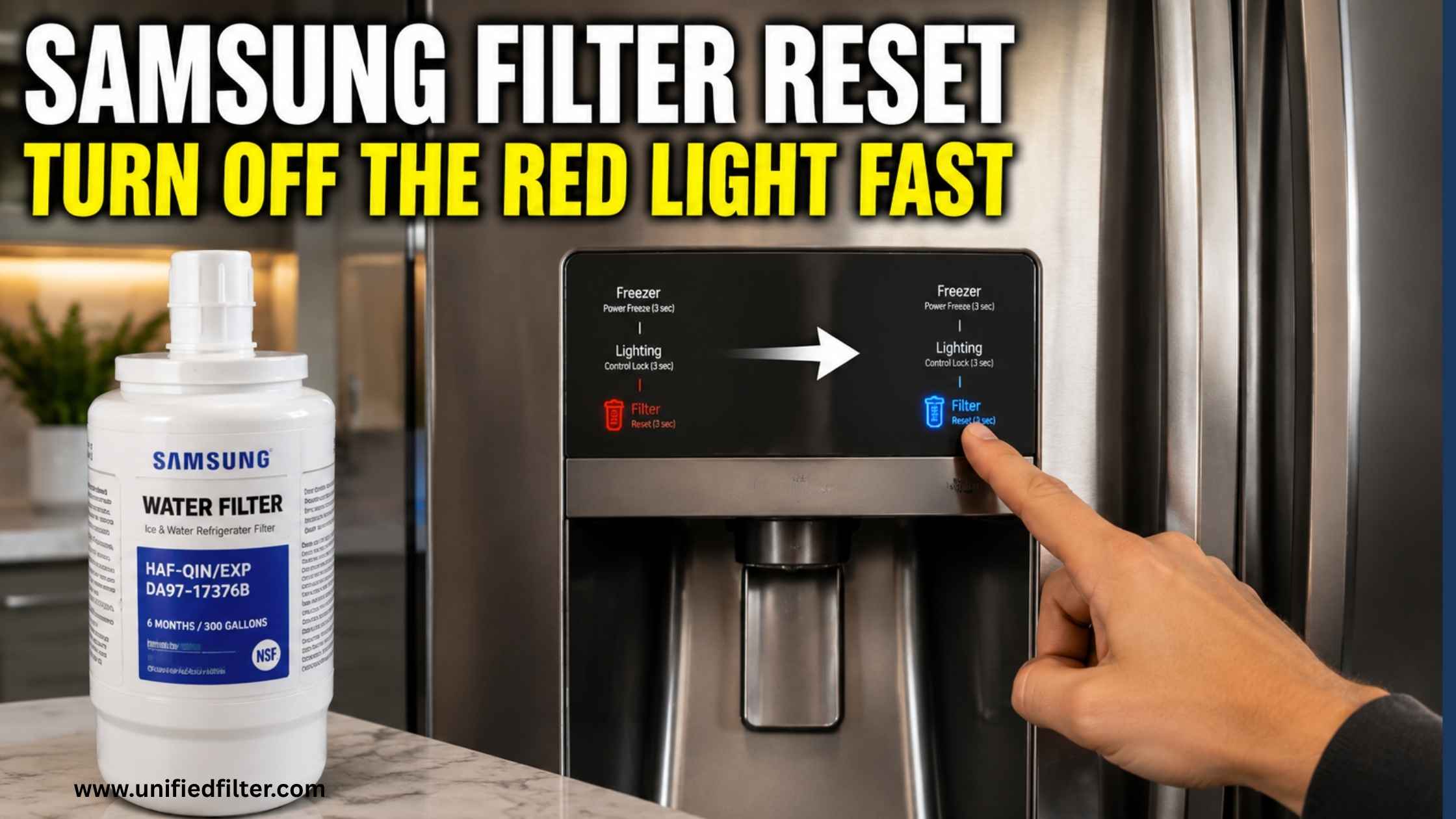 Samsung Refrigerator Water Filter Reset | How to Turn Off the Filter Light 1 Samsung Refrigerator Water Filter Reset